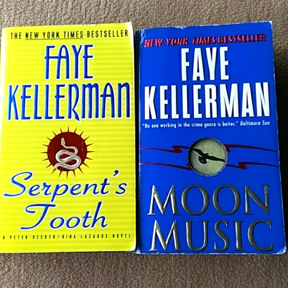 "Serpent's Tooth" and "Moon Music" by Faye Kellerman paperback books
